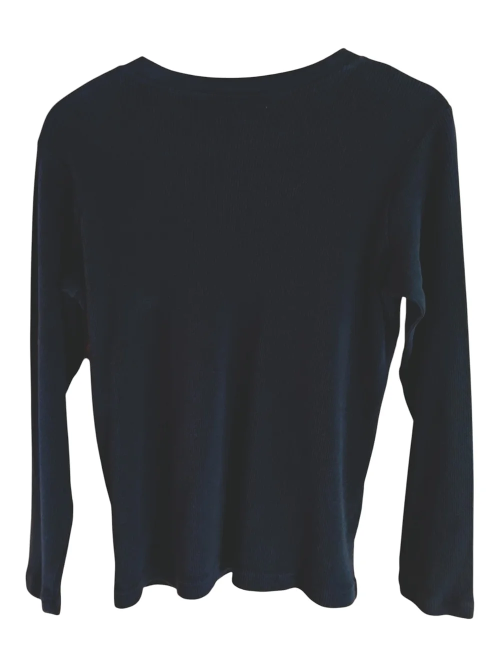 Quacker Factory Black Waffle Knit V-Neck Long Sleeve Sweater with Rhinestone